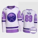 Men's Buffalo Sabres #89 Alex Tuch Fights Purple/White Cancer Blue Stitched Jersey