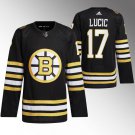 Men's Boston Bruins #17 Milan Lucic Black 100th Anniversary Stitched Jersey