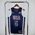 Men's USA Basketball #5 Anthony Edwards Navy 2024 Swingman Player Jersey