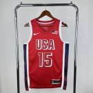 Men's USA Basketball #15 Devin Armani Booker Red 2024 Swingman Player Jersey