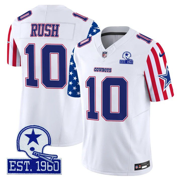 Men's Cooper Rush 10 Cowboys American Style Vapor Limited White Jersey