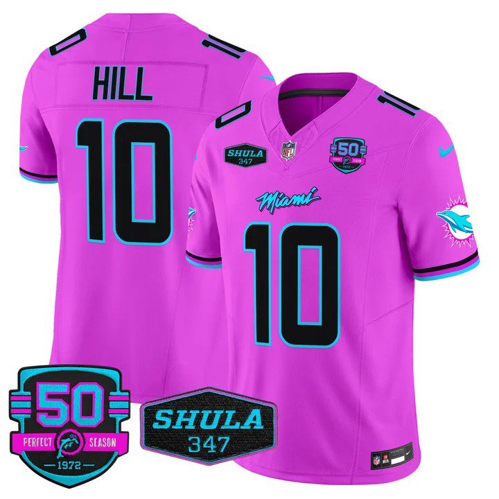 Men s Tyreek Hill 10 Dolphins Miami Vice Pink Vapor Limited Jersey