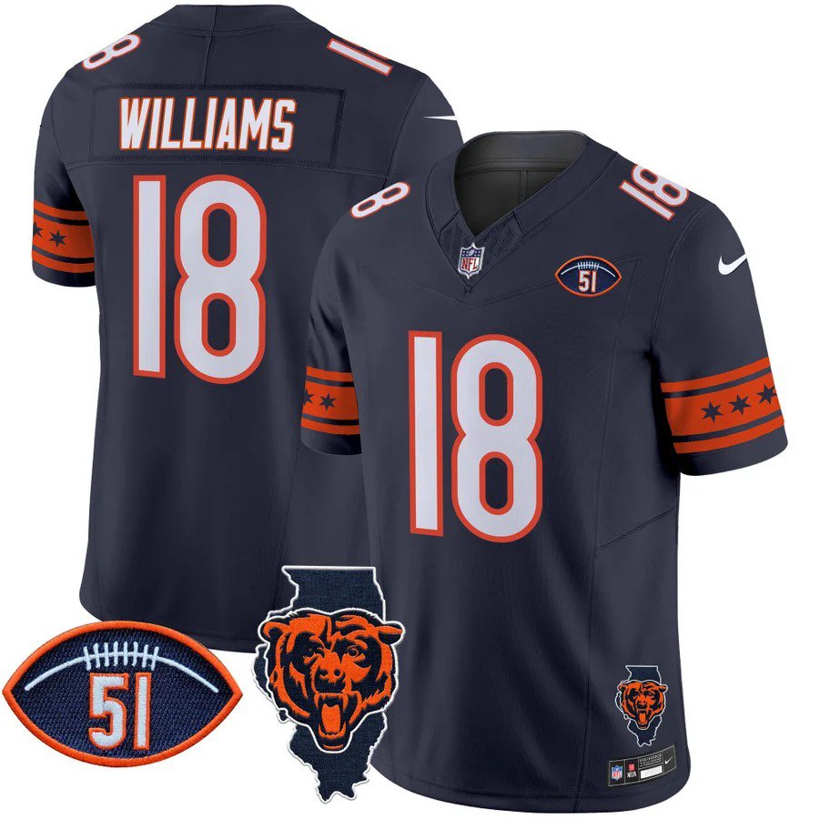 Men's Caleb Williams 18 Chicago Bears Navy Vapor Limited  Jersey