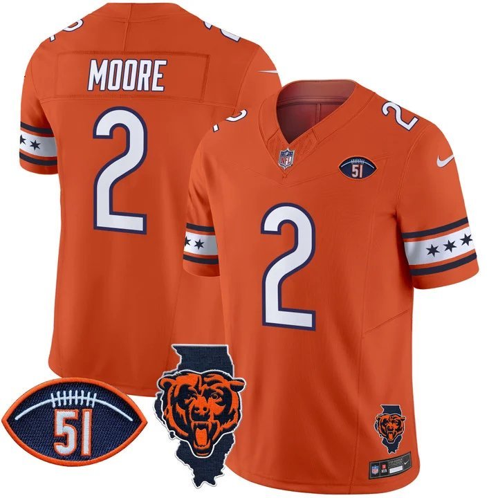 Men's D.J. Moore 2 Chicago Bears Orange Vapor Limited Jersey