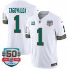 Men's Tua Tagovailoa 1 Dolphins Miami Vice White Vapor Limited Jersey