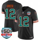 Men's Bob Griese 12 Dolphins Miami Vice Black Vapor Limited  Jersey