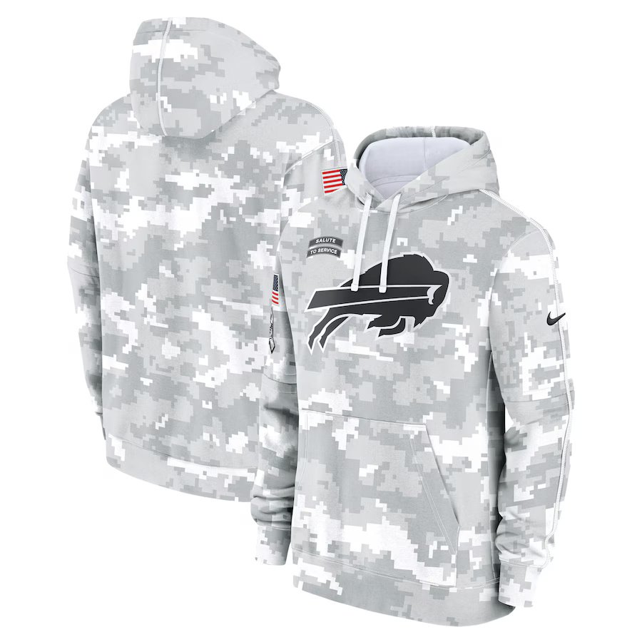 Men's Pullover Hoodie Buffalo Bills Salute to Service 2024 Club Fleece Arctic Camo S-3XL