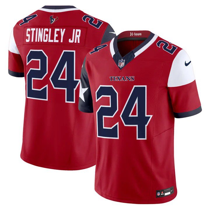 Men's Derek Stingley Jr. #24 Houston Texans 2024 Red V5 Vapor Limited Stitched Football Jersey