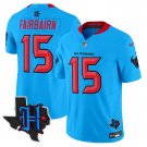 Men's Kaʻimi Fairbairn #15 Houston Texans 2024 Texas Patch Blue Limited Stitched Football Jersey