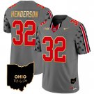 Men's TreVeyon Henderson #32 Ohio State 2024 Home Patch Gray Vapor Limited Football Jersey