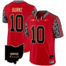 Men's Denzel Burke #10 Ohio State 2024 Home Patch Gold Trim Red Vapor Limited Football Jersey