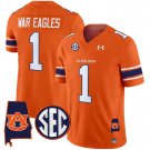 Men's War Eagles #1  Auburn Tigers 2024 Orange Vapor Limited Football Stitched Jersey