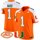 Men's Cam Ward #1 Miami Hurricanes 2024 Orange Alternate Vapor Limited Football Stitched Jersey