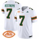 Men's Xavier Restrepo #7 Miami Hurricanes 2024 White Vapor Limited Football Jersey
