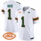 Men's Cam Ward #1 Miami Hurricanes 2024 White Vapor Limited Football Stitched Jersey