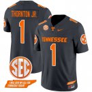 Men's Thornton Jr. #1 Tennessee Volunteers 2024 Smokey Grey Vapor Limited Football Jersey