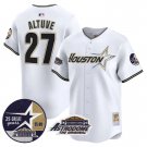 Men's José Altuve #27 Astros 1999 Throwback 35 White Astrodome Patch Vapor Limited Baseball Jersey