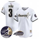 Men's Jeremy Pena #3 Astros 1999 Throwback 35th  White Astrodome Patch Vapor Limited Baseball Jersey