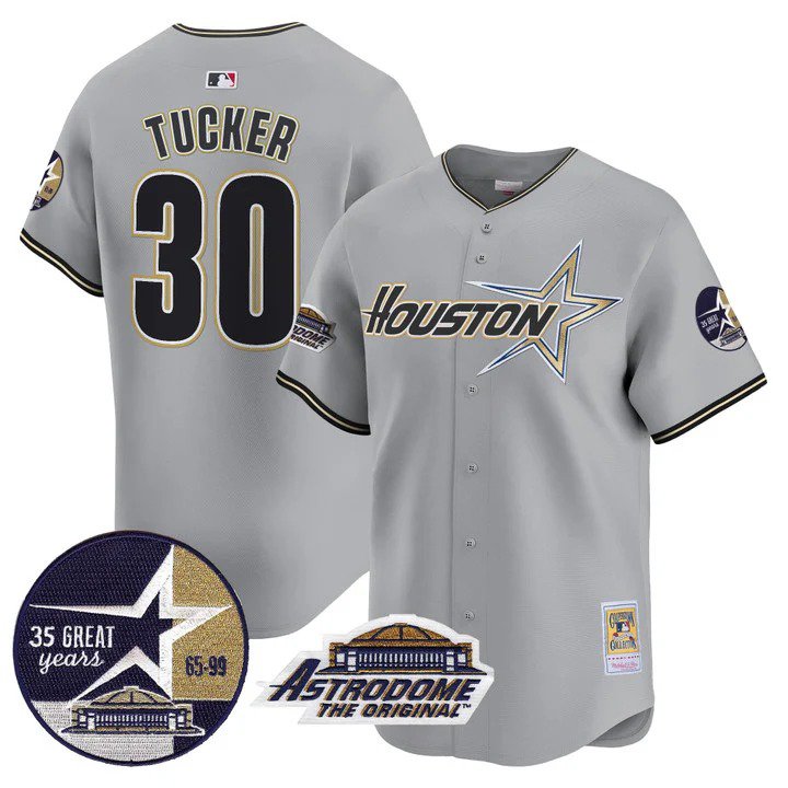 Men's Kyle Tucker #30 Astros 1999 Throwback 35th Gray Astrodome Patch Vapor Limited Baseball Jersey