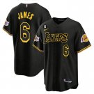 Men's LeBron James #6 Los Angeles Lakers Black Mamba Stitched Baseball Jersey