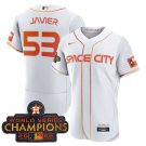 Men's Cristian Javier #53 Astros 2023 Space City Champions Flex White Stitched Baseball Jersey