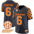 Men's Dylan Sampson #6 Tennessee Volunteers 2024 Checkerboard Smokey Grey Vapor Limited Jersey