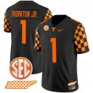 Men's Thornton Jr. #1 Tennessee Volunteers 2024 Checkerboard Black Vapor Limited Jersey