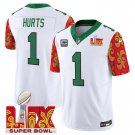 Men's Jalen Hurts #1 Philadelphia Eagles Super Bowl Kelly White  Stitched Football Jersey