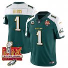 Men's Jalen Hurts #1 Philadelphia Eagles Super Bowl Green Alternate Stitched Football Jersey