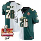 Men's Saquon Barkley #26 Philadelphia Eagles Super Bowl Split  Stitched Football Jersey