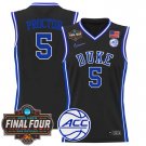 Men's Duke Blue Devils 2025 #5 Tyrese Proctor Black Swingman Player Jersey