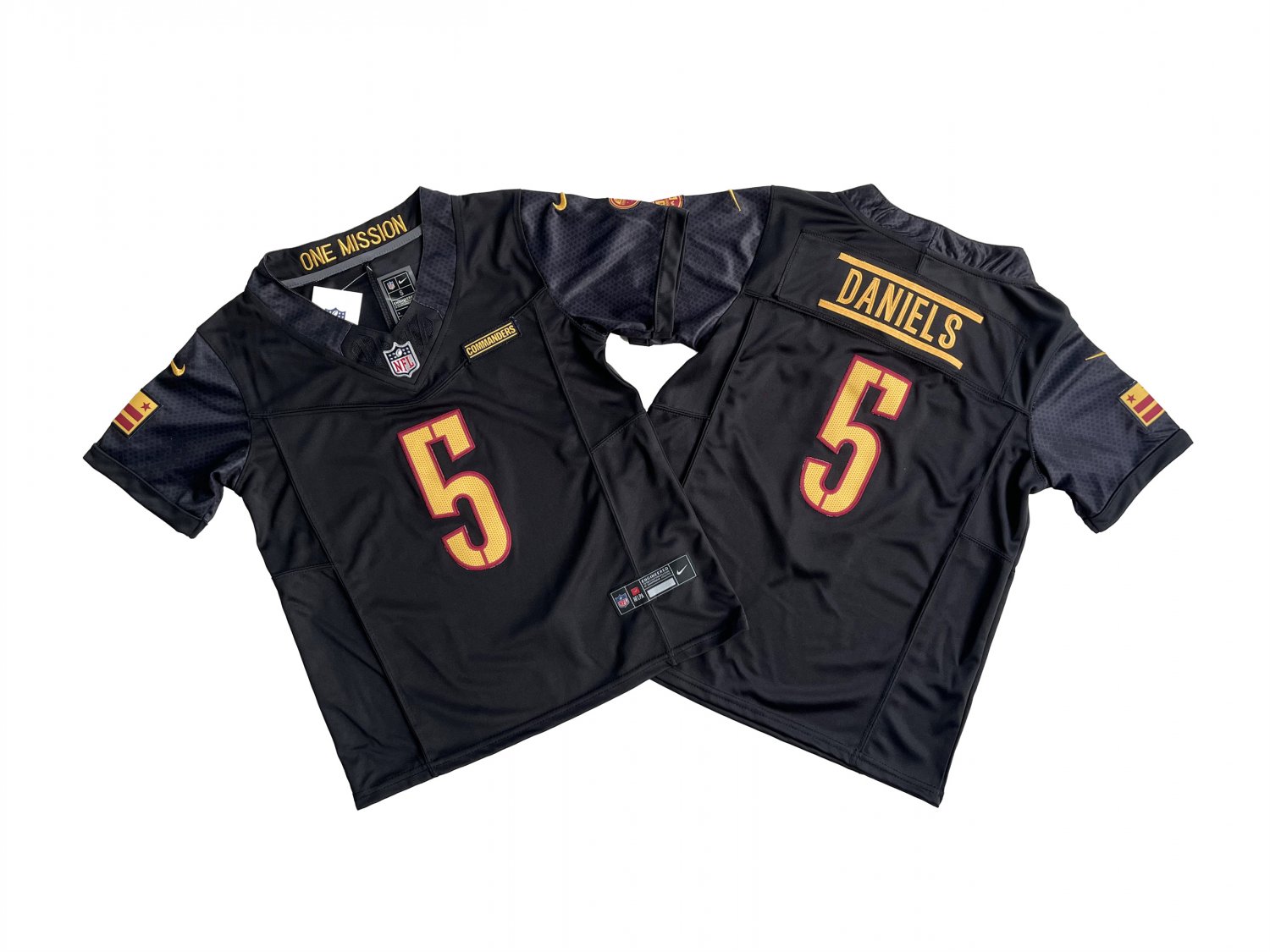 Men's Jayden Daniels #5 Washington Commanders Black Vapor F.U.S.E. Limited Stitched Football Jersey