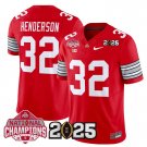 Men's Treveyon Henderson #32 Ohio State Buckeyes 2025 Red Vapor Limited Stitched Football Jersey