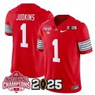 Men's Quinshon Judkins #1 Ohio State Buckeyes 2025 Red Vapor Limited Stitched Football Jersey