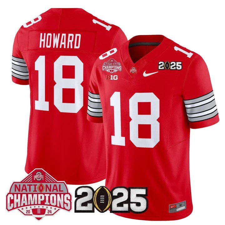 Men's Will Howard #18 Ohio State Buckeyes 2025 Red Vapor Limited Stitched Football Jersey