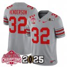 Men's Treveyon Henderson #32 Ohio State Buckeyes 2025 Gray Vapor Limited Stitched Football Jersey