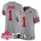 Men's Quinshon Judkins #1 Ohio State Buckeyes 2025 Gray Vapor Limited Stitched Football Jersey