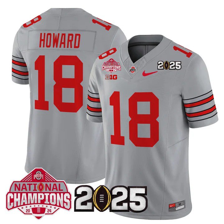 Men's Will Howard #18 Ohio State Buckeyes 2025 Gray Vapor Limited Stitched Football Jersey