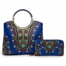 Bohemian Round Top Handle 2-in-1 Satchel Blue