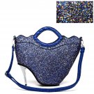 High Hill Glitter Metallic Satchel Blue