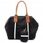 Denim Textured Stripe 2-in-1 Satchel Black