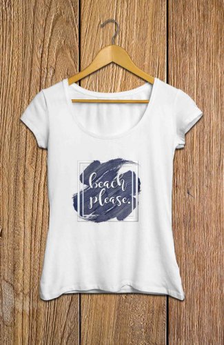 Beach Please T-shirt, (Rectangle, Dark Blue, Brushes)