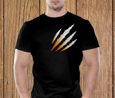 Claw Marks T-shirt, White Scratches T-shirt, Wolverine, Animal Scratches, Torn T-shirt