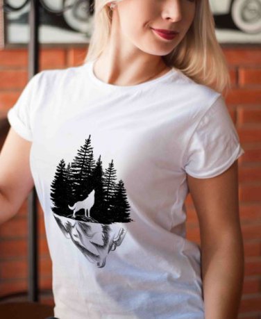 Wolf T-shirt, Wild T-shirt, Cliff T-shirt, Nature T-shirt, Night, Dark T-shirt (c)