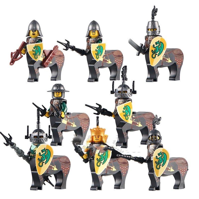 Green Dragon Knights Pricess Castle Guards Minifigures Lego Medieval Knights Compatible Toy