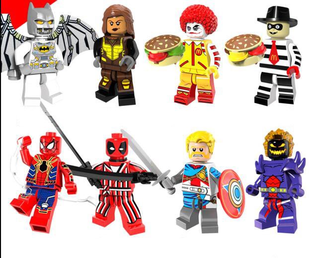 DC Superhero Macdonald Clow Batman Iron Spiderman Dornammu Minifigures Lego Fit