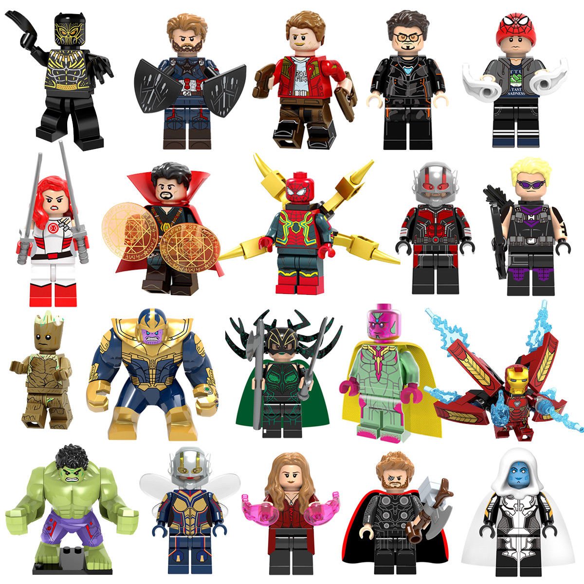 Avengers Super Hero lEGO Hulk Thanos Black Panther Spiderman Witch Minifigures Compatible