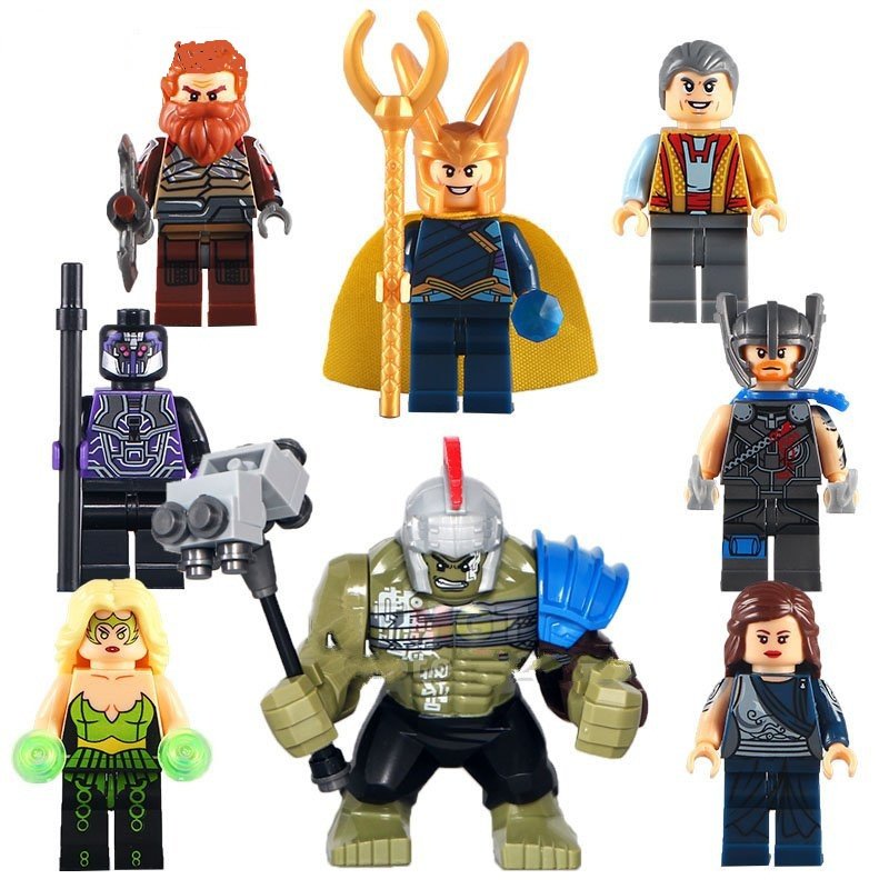 Thor Loki Ragnarok Hulk Minifigures Lego Marvel Universe Compatible Toy