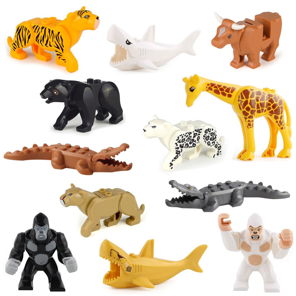 Gorilla Shark Giraffe Crocodile Leopard Whale Minifigures Fit Lego City Zoo