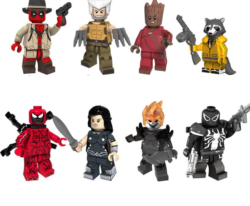 Wolverine Ghost Rider Lasher Venom Groot Deadpool Raccoon Minifigures